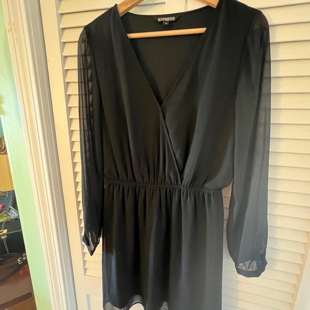 Express Elegant Black Long Sleeve Dress